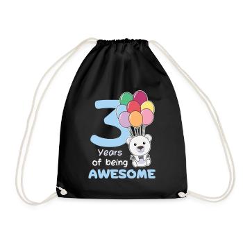 Polar bear for 3rd birthday children three years old - Drawstring Bag - black - Front