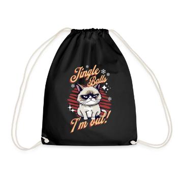 Angry Cat Xmas Sarcastic Funny Cat Meme - Drawstring Bag - black - Front