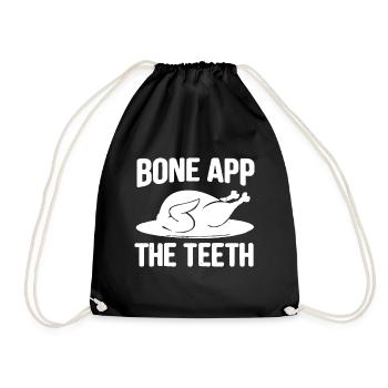 Funny Meme Thanksgiving BONE APP THE TEETHoutfitdr - Drawstring Bag - black - Front