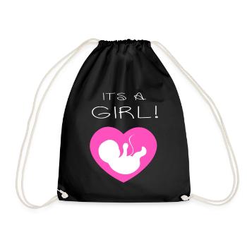 Its a girl thanksgiving Christmas - Drawstring Bag - black - Front