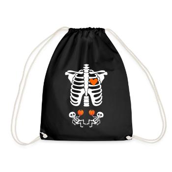 Bébé squelettes Thanksgiving jumeaux grossessecadeau Ha - Sac de sport léger - noir - Devant