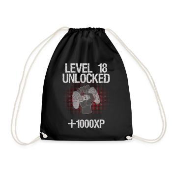 18th Birthday Level 18 unlocked vintage - Drawstring Bag - black - Front