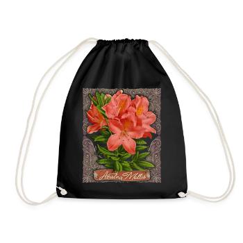 Azalea, Azalea Mollis, Vintage Botanical Flowers - Drawstring Bag - black - Front