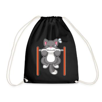 Cat Bodybuilder Pull-ups Bodybuilding - Drawstring Bag - black - Front