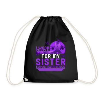 T-shirt de sensibilisation au lupus, je porte du violet pour ma sœur - Sac de sport léger - noir - Devant