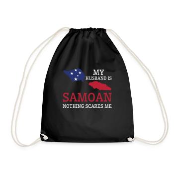 Nothing Scares Me My Wife Is Samoan Husband Samoa - Drawstring Bag - black - Front