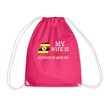 Nothing Scares Me My Wife Is Ugandan Husband - Drawstring Bag - fuchsia - Front