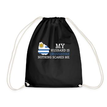 Nothing Scares Me My Wife Is Uruguayan Husband - Drawstring Bag - black - Front