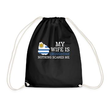 Nothing Scares Me My Wife Is Uruguayan Husband - Drawstring Bag - black - Front