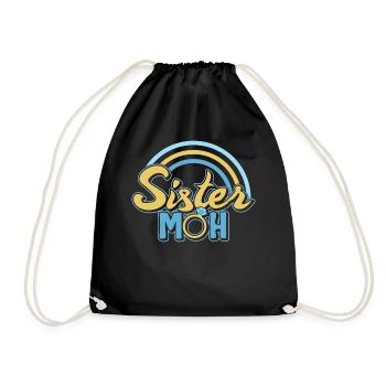 Wedding Shirt, Sister MOH Maid Of Honor Rainbow - Drawstring Bag - black - Front