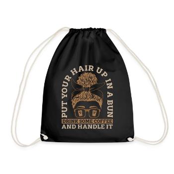 Espresso Put Your Hair Up In A Bun Coffee Drinker - Drawstring Bag - black - Front