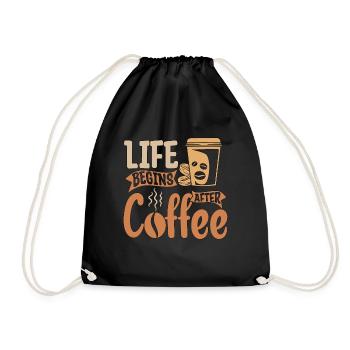 Espresso Life Begins After Coffee Caffeine Latte - Turnbeutel - Schwarz - Vorne