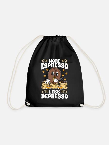 Espresso More Espresso Less Depresso Coffeeshop - Turnbeutel - Schwarz