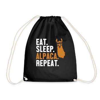 Eat Sleep Alpaca Repeat Huacaya Pako Llama Alpaca - Drawstring Bag - black - Front