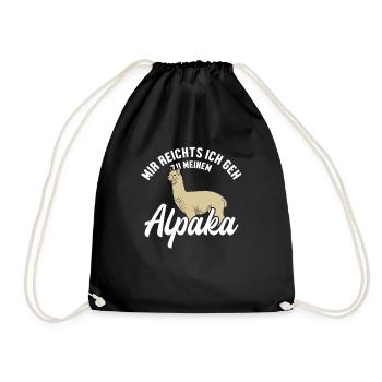 I've had enough, I'm going to the alpaca Pako Lama Huacaya - Drawstring Bag - black - Front