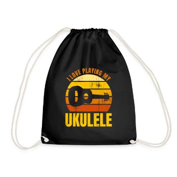 Motivational Ukulele Saying - Drawstring Bag - black - Front