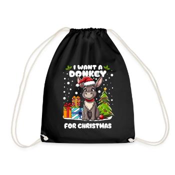 Petit âne fête Noël dans la neige - Sac de sport léger - noir - Devant