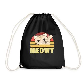 kawaii cat cute manga anime cats retro meowy - Drawstring Bag - black - Front