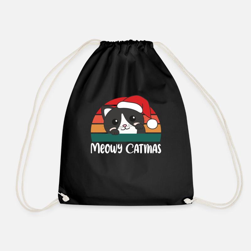 Joyeux Catmas Jeu de mots de Noël chat drôle - Sac de sport léger - noir