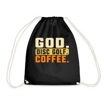 Disc Golf Shirt, God Disc Golf Coffee Vintage - Drawstring Bag - black - Front