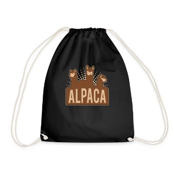Alpaca Logo Llama Huacaya Pako Alpaca Breeder Alpaca - Drawstring Bag - black - Front