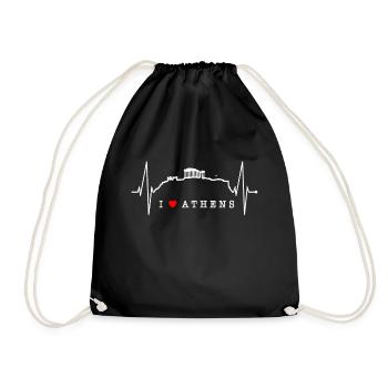 Athens Skyline Heartbeat Greece Acropolis - Drawstring Bag - black - Front
