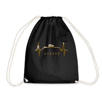 Athens Skyline Heartbeat Greece Acropolis - Drawstring Bag - black - Front