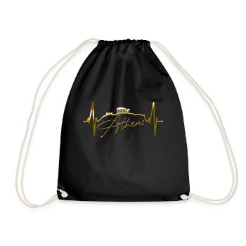 Athens Skyline Heartbeat Greece Acropolis - Drawstring Bag - black - Front