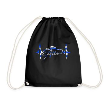 Athens Skyline Heartbeat Greece Acropolis - Drawstring Bag - black - Front