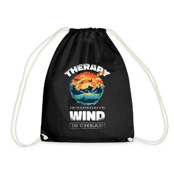 Kitesurf Kiteboard Kitesurfen Kite-Surf lustiges - Turnbeutel - Schwarz - Vorne