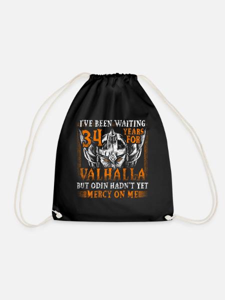 Waiting 34 Years for Valhalla 34. Geburtstag - Turnbeutel - Schwarz