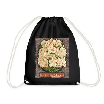 Azalea Indica vintage botanique rayé azalée - Sac de sport léger - noir - Devant