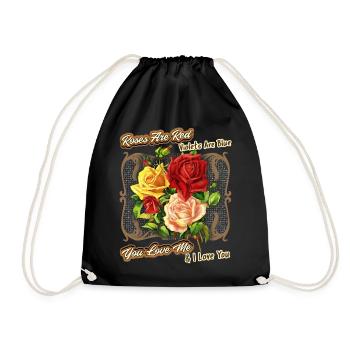 Vintage Rosen, Liebe, Valentinstag, Rosen Spruch - Turnbeutel - Schwarz - Vorne