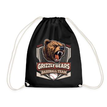 Baseball, Grizzly Bears Team, Grizzlybären Logo - Drawstring Bag - black - Front