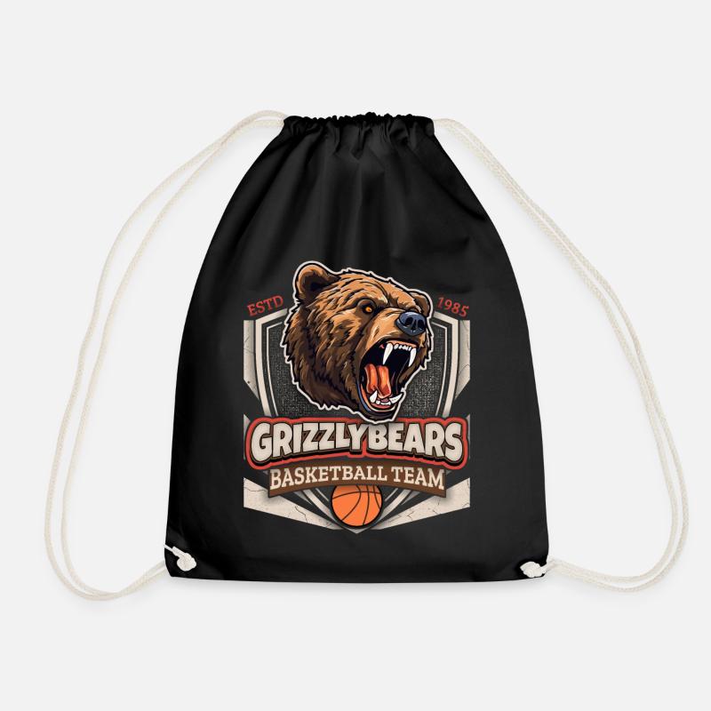 Basketball, Grizzly Bears Team, Grizzlybären Logo - Drawstring Bag - black