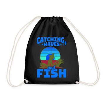 Fishing, Angler, Fisherman Fishing and Pike Fishing - Drawstring Bag - black - Front