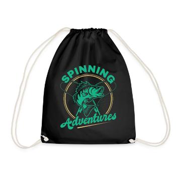 Fishing, Angler, Fisherman Fishing and Pike Fishing - Drawstring Bag - black - Front