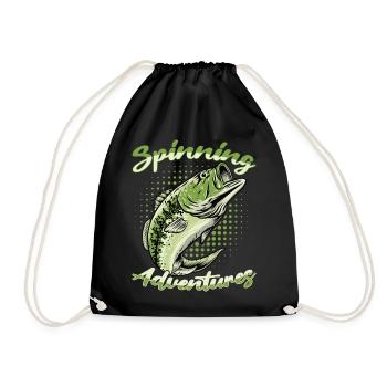 Fishing, Angler, Fisherman Fishing and Pike Fishing - Drawstring Bag - black - Front