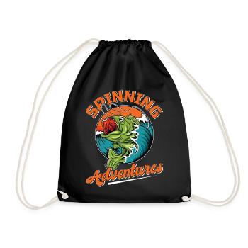 Fishing, Angler, Fisherman Fishing and Pike Fishing - Drawstring Bag - black - Front