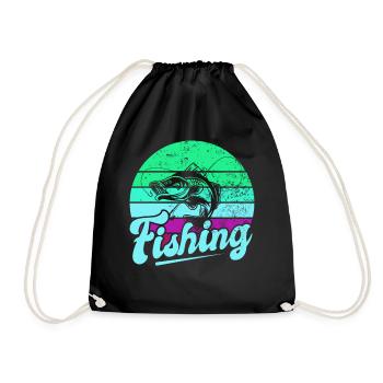Fishing, Angler, Fisherman Fishing and Pike Fishing - Drawstring Bag - black - Front
