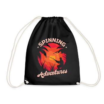 Fishing, Angler, Fisherman Fishing and Pike Fishing - Drawstring Bag - black - Front