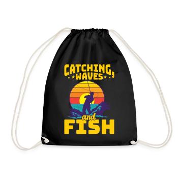 Fishing, Angler, Fisherman Fishing and Pike Fishing - Drawstring Bag - black - Front