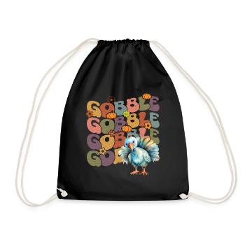 Happy Thanksgiving: Gobble Gobble Happy Turkey Day - Sac de sport léger - noir - Devant