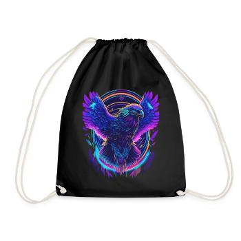 Flying Eagle Synthwave - Drawstring Bag - black - Front