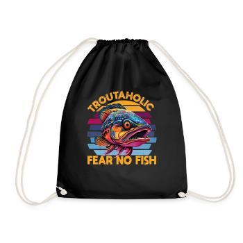 Fishing, Trout, Salmon, Fisherman, Angler, Perch - Drawstring Bag - black - Front
