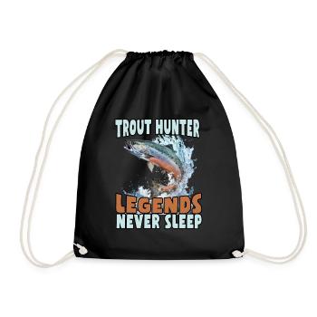 Fishing, Trout, Salmon, Fisherman, Angler, Perch - Drawstring Bag - black - Front