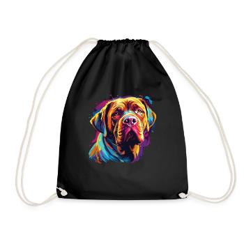 Wasserfarben Farbenfroher Bordeauxdogge - Turnbeutel - Schwarz - Vorne