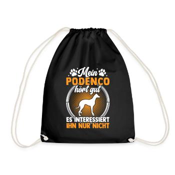 Mein Podenco hört gut Ibizan Hound - Turnbeutel - Schwarz - Vorne