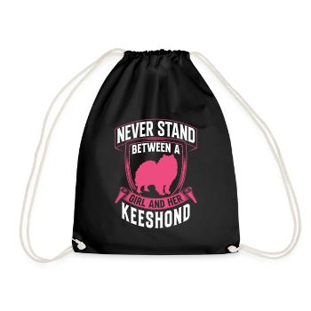 Girl and her Wolfsspitz German Spitz - Drawstring Bag - black - Front