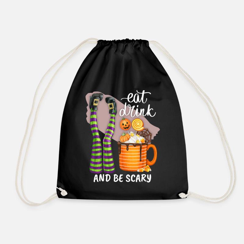 Halloween Spruch, Hexenbeine, Kürbisse Kaffeetasse - Turnbeutel - Schwarz